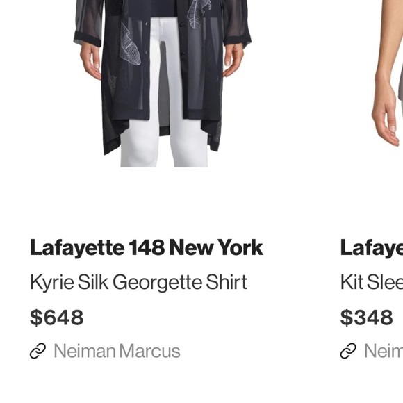 Lafayette 148 New York Kyrie Navy Sheer Silk Georgette Shirt Small - Picture 15 of 15